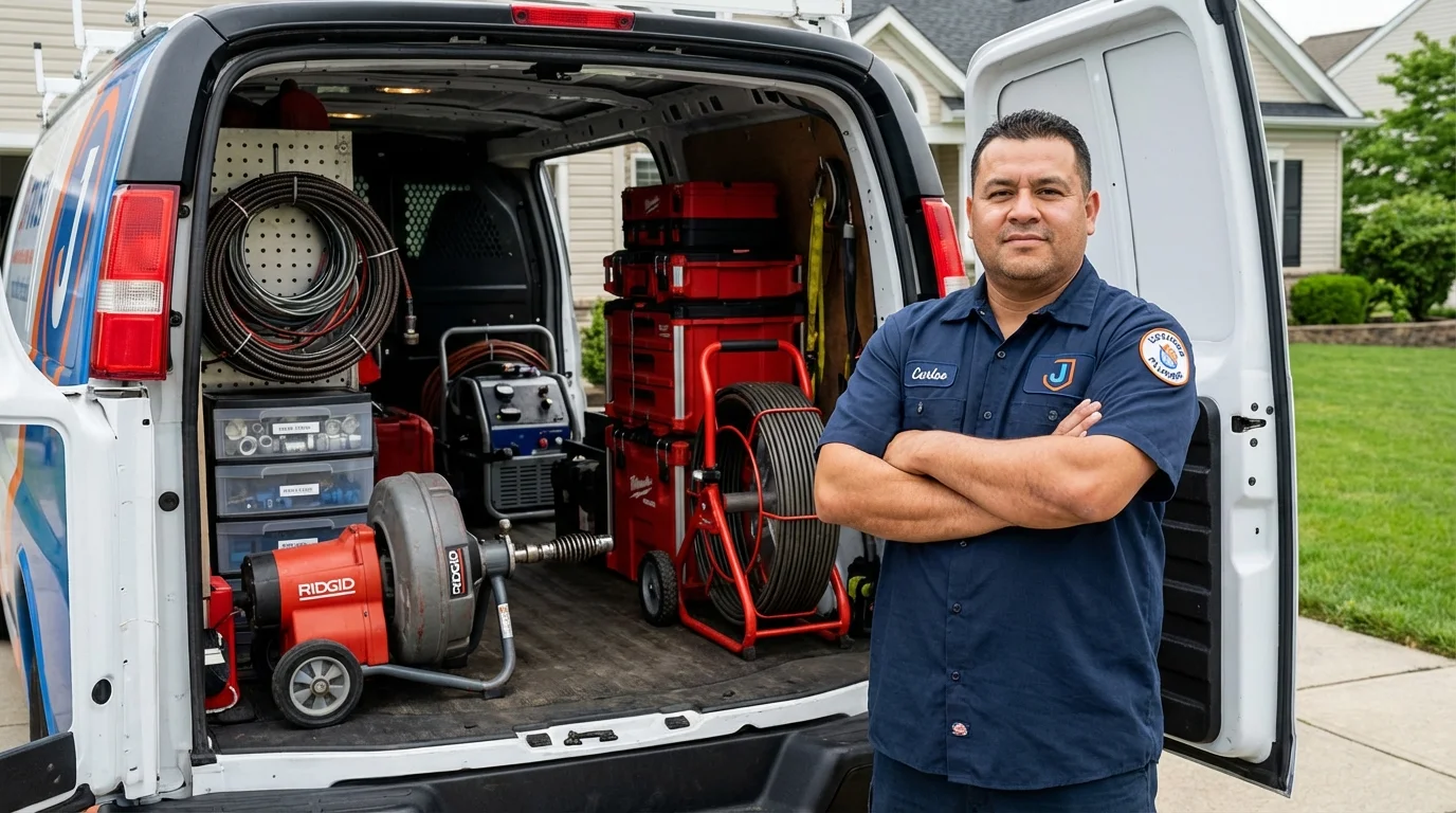 Professional drain cleaning equipment and Johns Plumbing LLC plumber in Fairburn